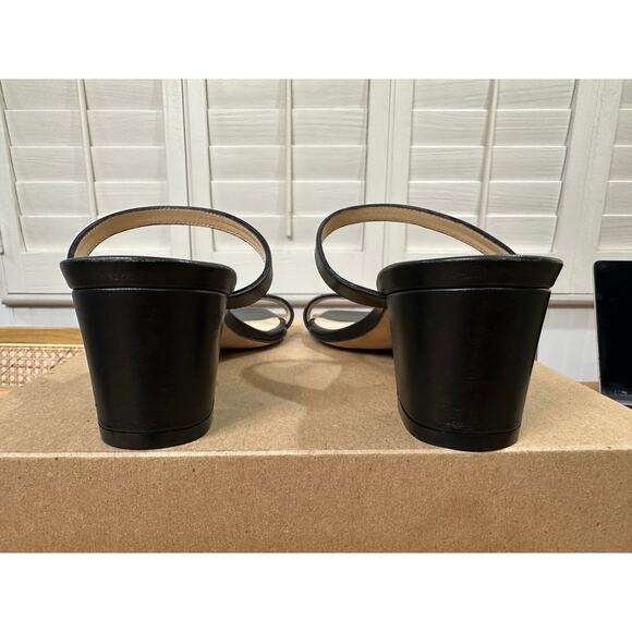 Stuart Weitzman Aleena 50 Block Heel Sandals Black Leather Size 8.5 NWOB Sleek - Picture 9 of 11